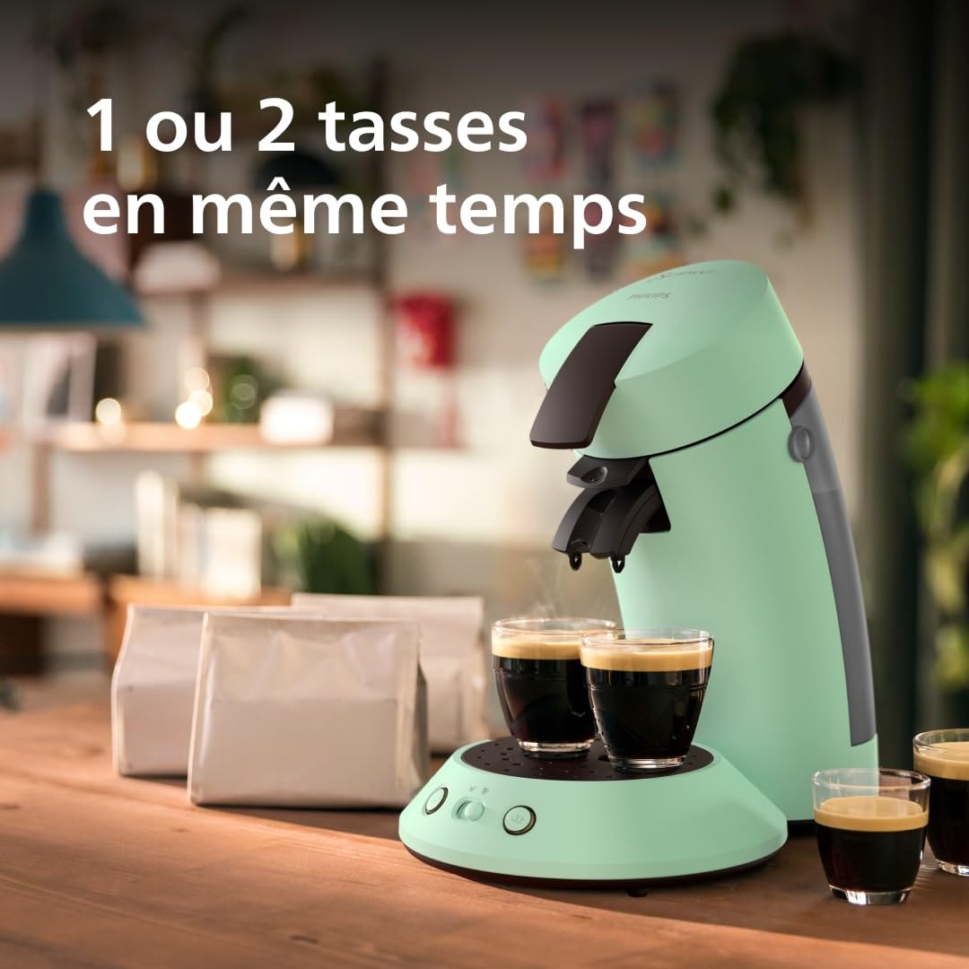 Machine à Café Senseo Original Plus Vert Désert – Dosettes – CSA210/80