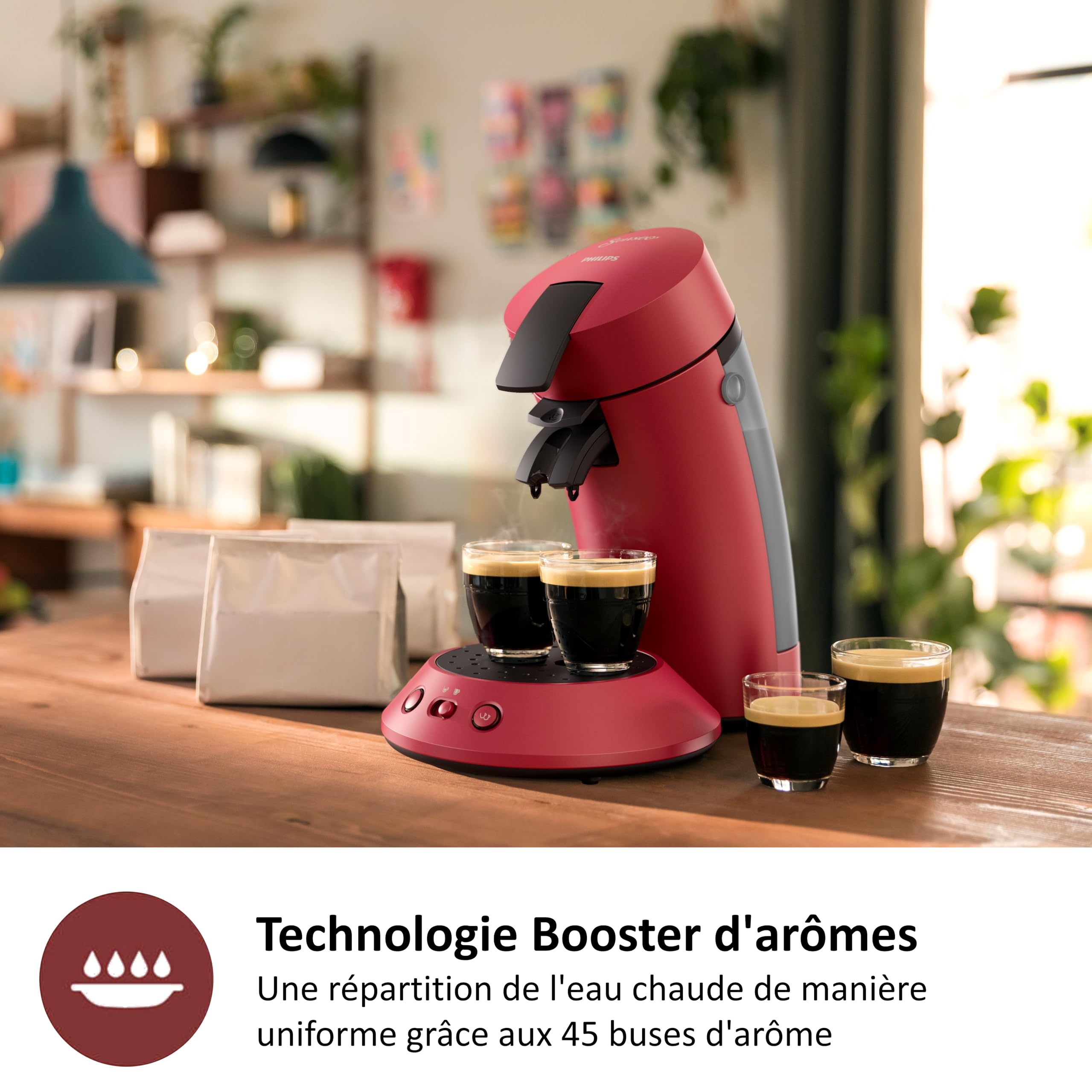 Cafetière Senseo Original Plus Rouge Vif – Système Dosettes – CSA210/91